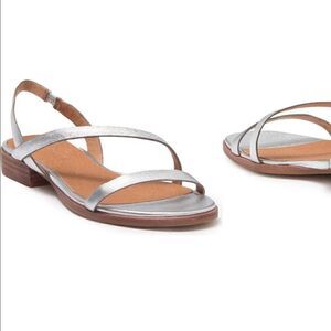 Madewell Women’s heide  leather upper/ lining Slingback sandal in silver 7 NIB